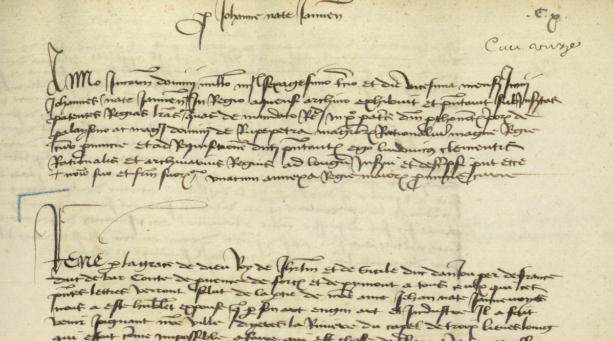 Incipit des lettres patentes du roi René enregistrées dans la Magna Regestra